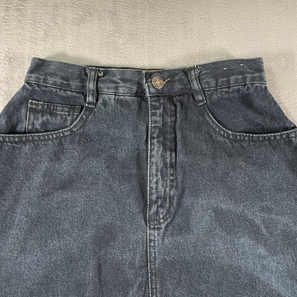 Y2K Baccini Dark Blue Denim Midi Skirt Straight Pencil Button Back Size 5/6 - Picture 5 of 11